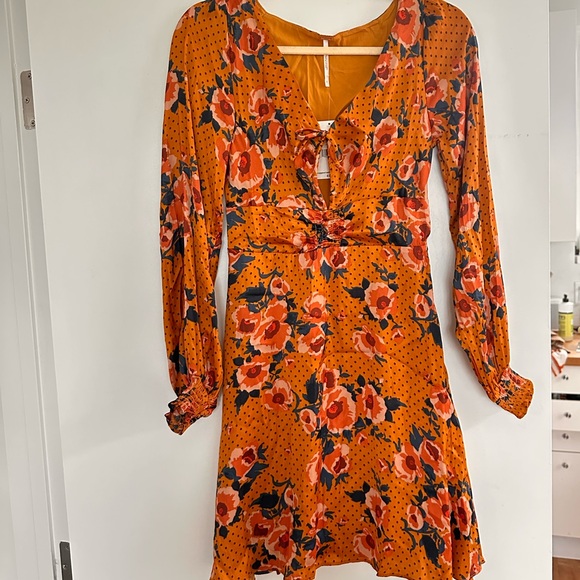 FREE PEOPLE YELLOW LONG SLEEVE MINI DRESS - Picture 5 of 7